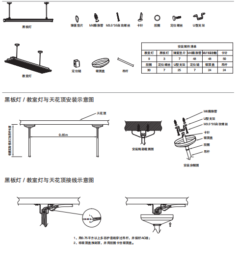 led教室燈安裝圖